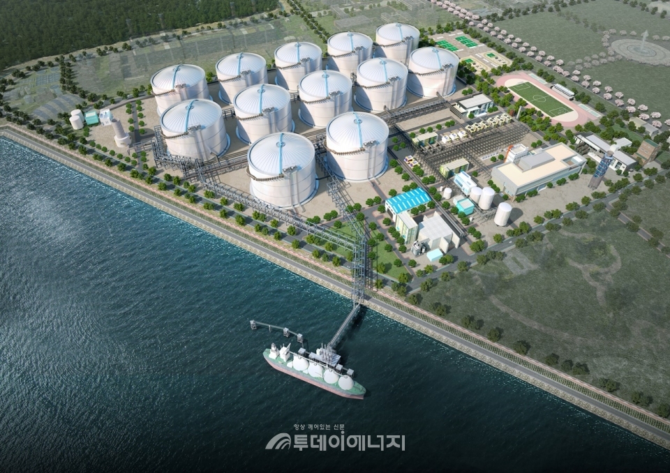 한양이 건설하고 있는 동북아 LNG Hub 터미널 조감도.