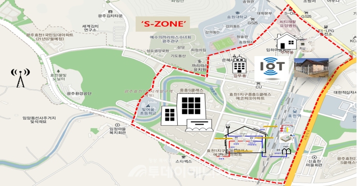 스마트배관망 기술검증 S-ZONE 적용 지도.