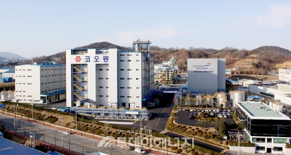 올해 하반기부터 리그닌 수지를 생산하는 코오롱인더스트리 김천2공장 전경.