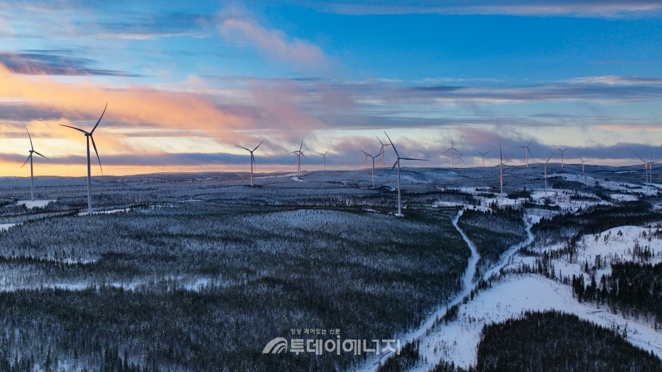 스웨덴 스타브로 풍력발전 전경.