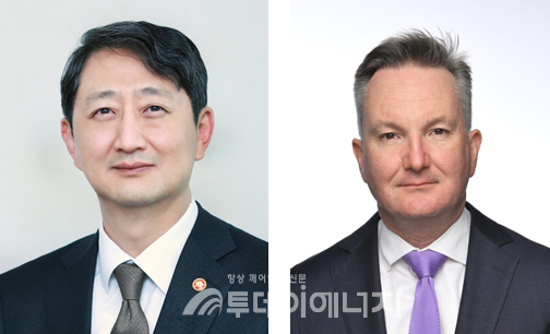 (왼쪽부터) 안덕근 산업통상자원부 장관, 크리스 보웬(Chris Bowen) 기후에너지환경수자원부 장관 /산업부 제공