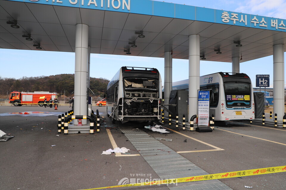 충주 수소충전소 사고 현장./충북소방본부 제공