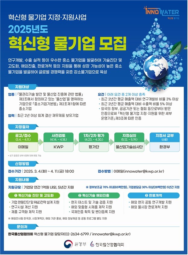 2025년 혁신형 물기업 모집 포스터. / 환경부 제공