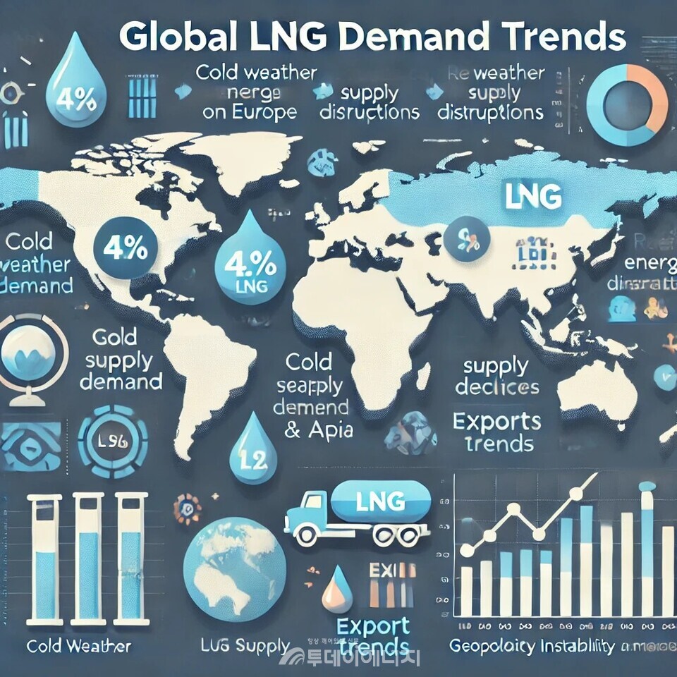강추위·생산 부진·수출 증가로 LNG 글로벌 공급난이 심화되고 가격상승이 지속되고 있다. ／이미지 편집