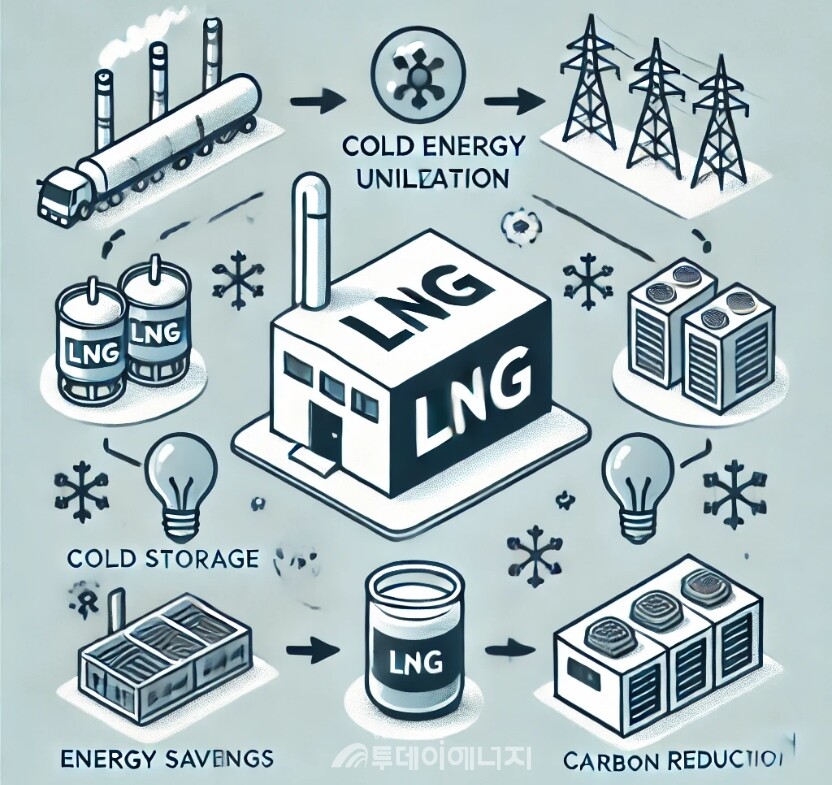 LNG 냉열 활용은 에너지 절감, 탄소 배출 저감, 운영비 절감 등 다양한 장점을 제공하며, 친환경 에너지 전환의 핵심 기술로 자리 잡고 있다. /이미지 편집