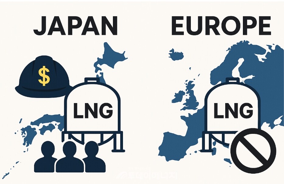 일본식 LNG 모델은 완성된 수소차 같지만, 한국과 유럽엔 아직 차고도, 면허도, 보험도 없다. /이미지 편집