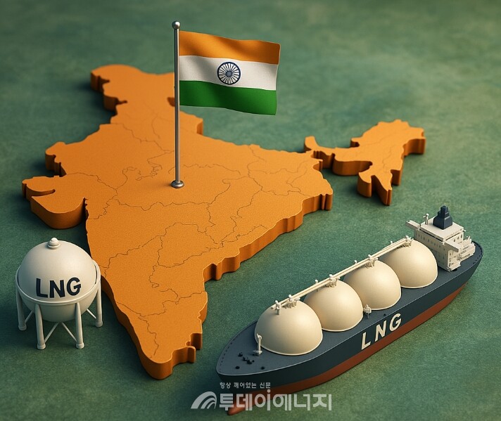 인도가 2030년까지 가스 비중 15% 확대 목표를 위해 글로벌 공급 다변화로 수요 대응에 나서고 있다. /이미지 편집