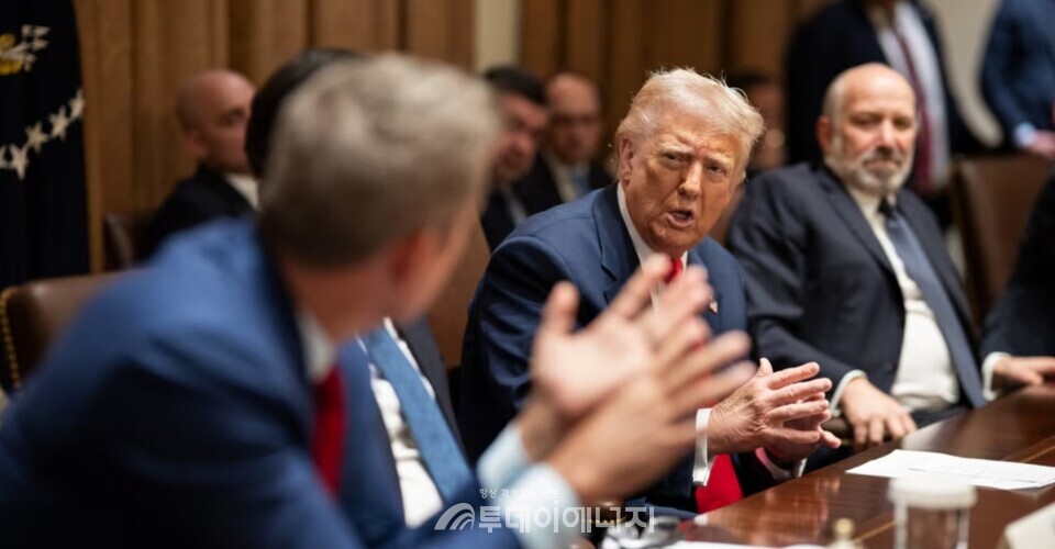 지난달 7일 트럼프 미국 대통령이 워싱턴 D.C. 백악관에서 내각 회의를 주재하고 있는 모습/출처 VOA