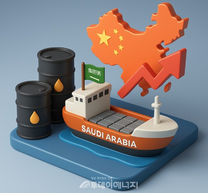 사우디의 가격 인하 전략으로 중국행 원유 수출이 급증하고 있다. /이미지 편집