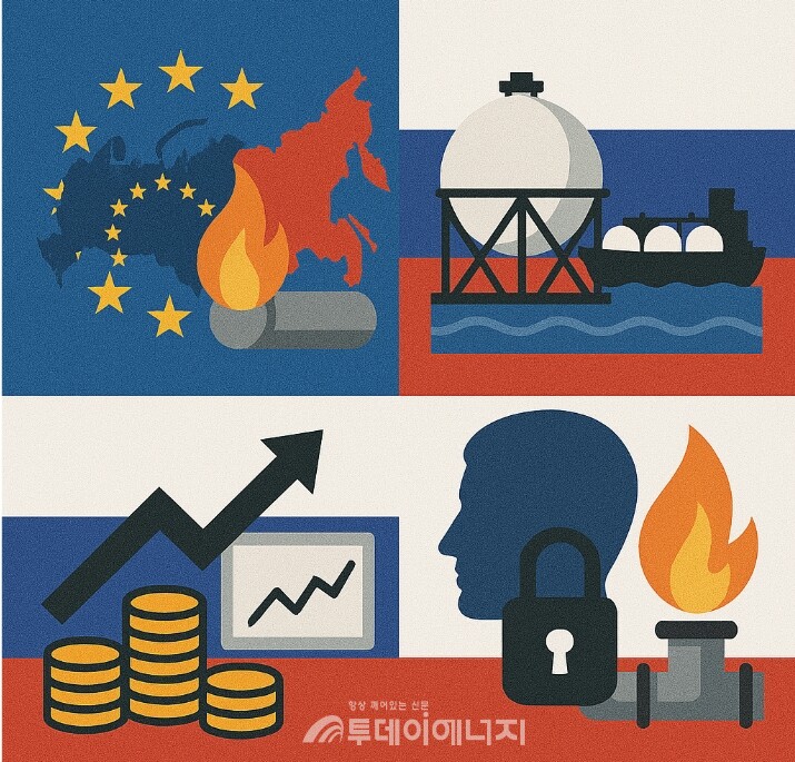 EU의 러시아산 가스 수입 증가는 LNG 국제 가격의 불확실성, 장기계약 쏠림 현상, 수입선 다변화 필요성 등에서 한국에도 여러 신호를 던진다. /이미지 편집
