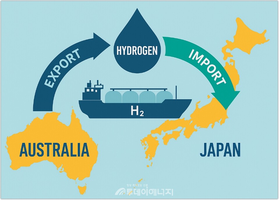 호주-일본 수소 수출입 흐름도