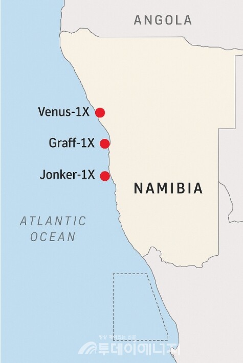 나미비아 해상 유정 위치.