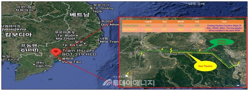 베트남 PVGAS 천연가스 주배관 엔지니어링사업 위치. /가스기술공사 제공