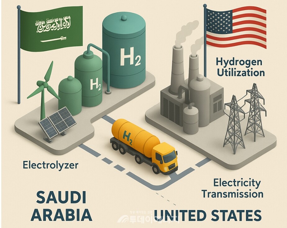  사우디-미국 수소 협력 공급망 구조