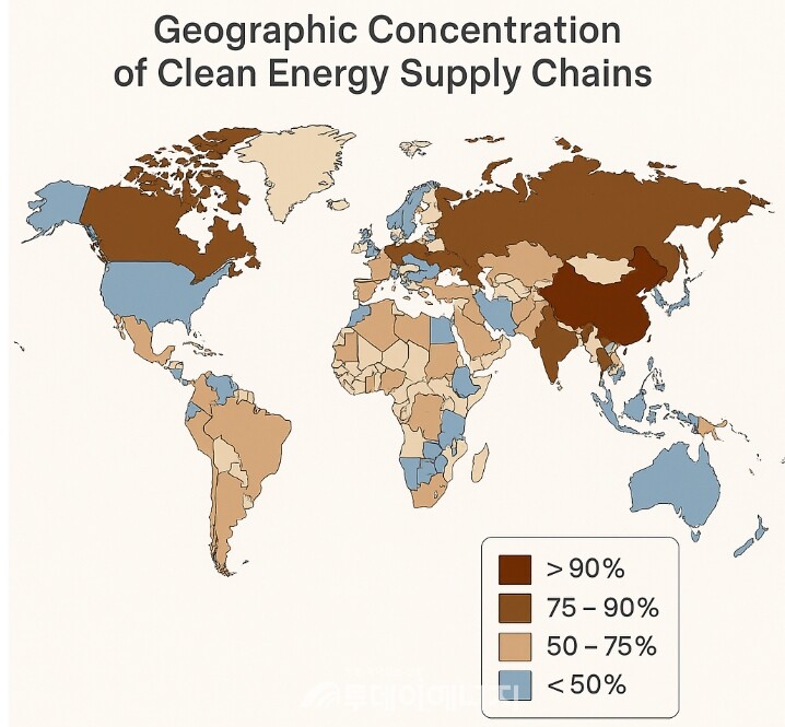 전세계 청정에너지 공급망 분포도