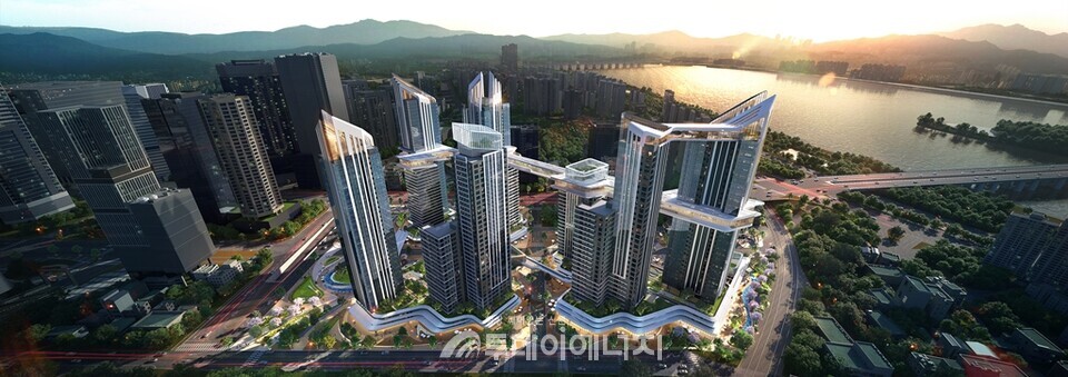 서울 용산구 전면 1구역 재개발 구역에 제시한 조감도 /  현대산업개발 제공