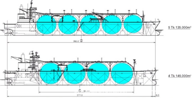 기존 대형 LNG 운반선의 화물탱크 수