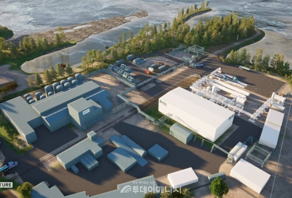 노스밴쿠버에 HTEC가 새로 제안한 수소 처리 공장을 북서쪽에서 바라본 모습. /Republic Architecture Inc.