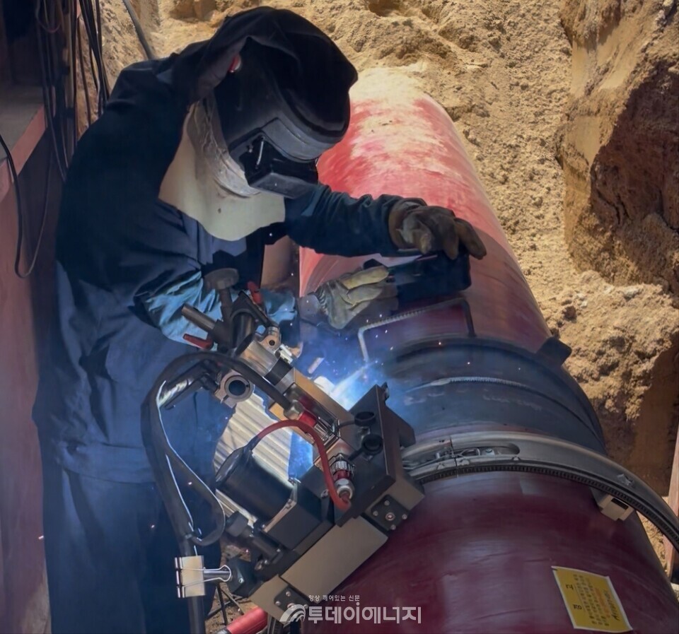 가스공사, 경북권 천연가스 배관 자동용접 시공 현장