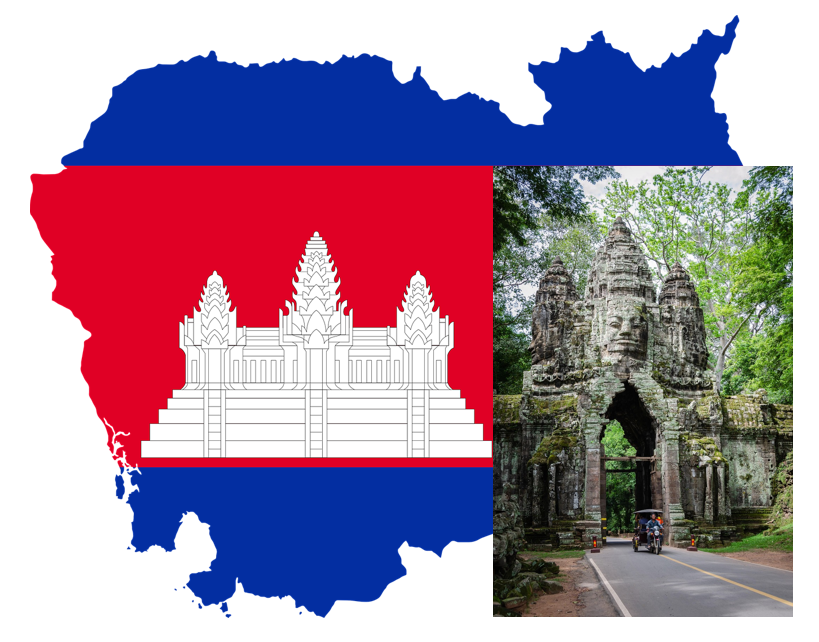 캄보디아  국기와 유적 /픽사베이 이미지 편집