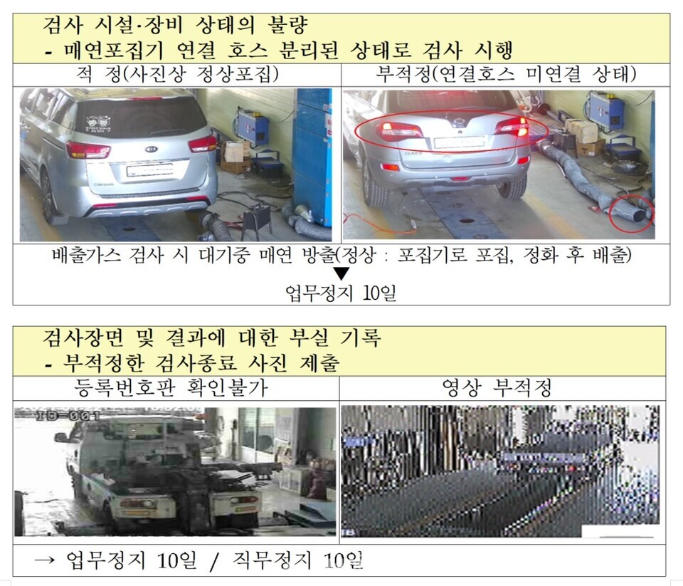 부실검사 예시./ 환경부 제공