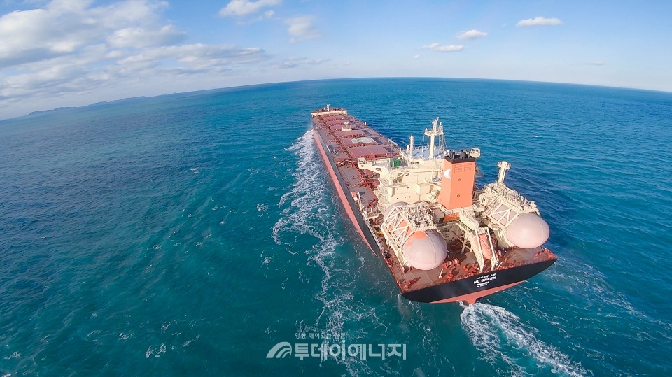친환경 선박 전환 지원을 받은 LNG 추진 벌크선./포스코 제공