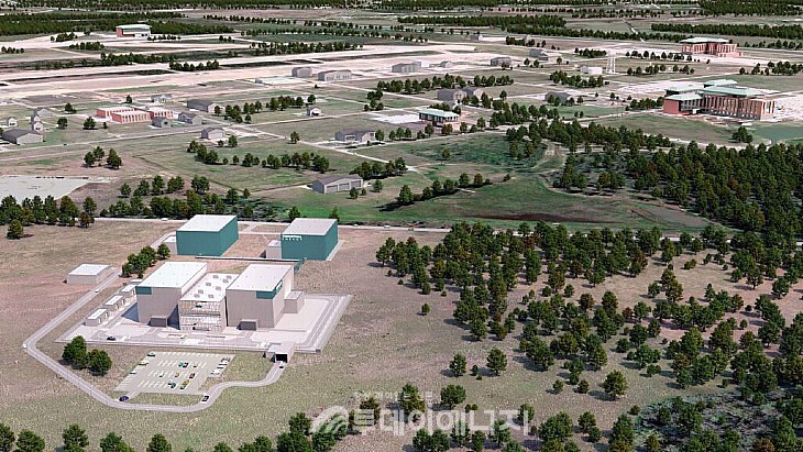 텍사스 A&M 대학교 렐리스 캠퍼스에 있는 IMSR 발전소의 렌더링/테레스트리얼 에너지 자료