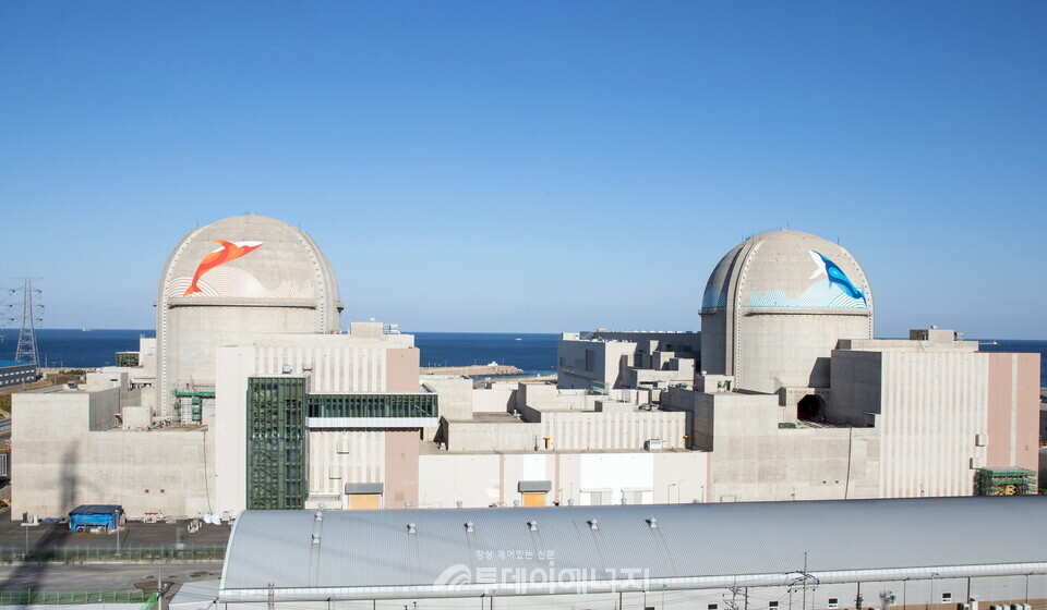 신한울 1,2호기 전경(왼쪽 1호기, 오른쪽 2호기)/한국수력원자력 제공