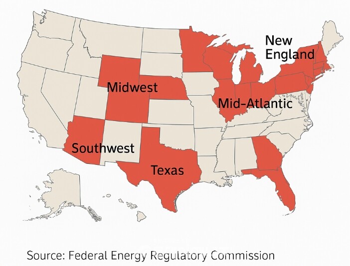 미국 전력망 위험지역 지도 