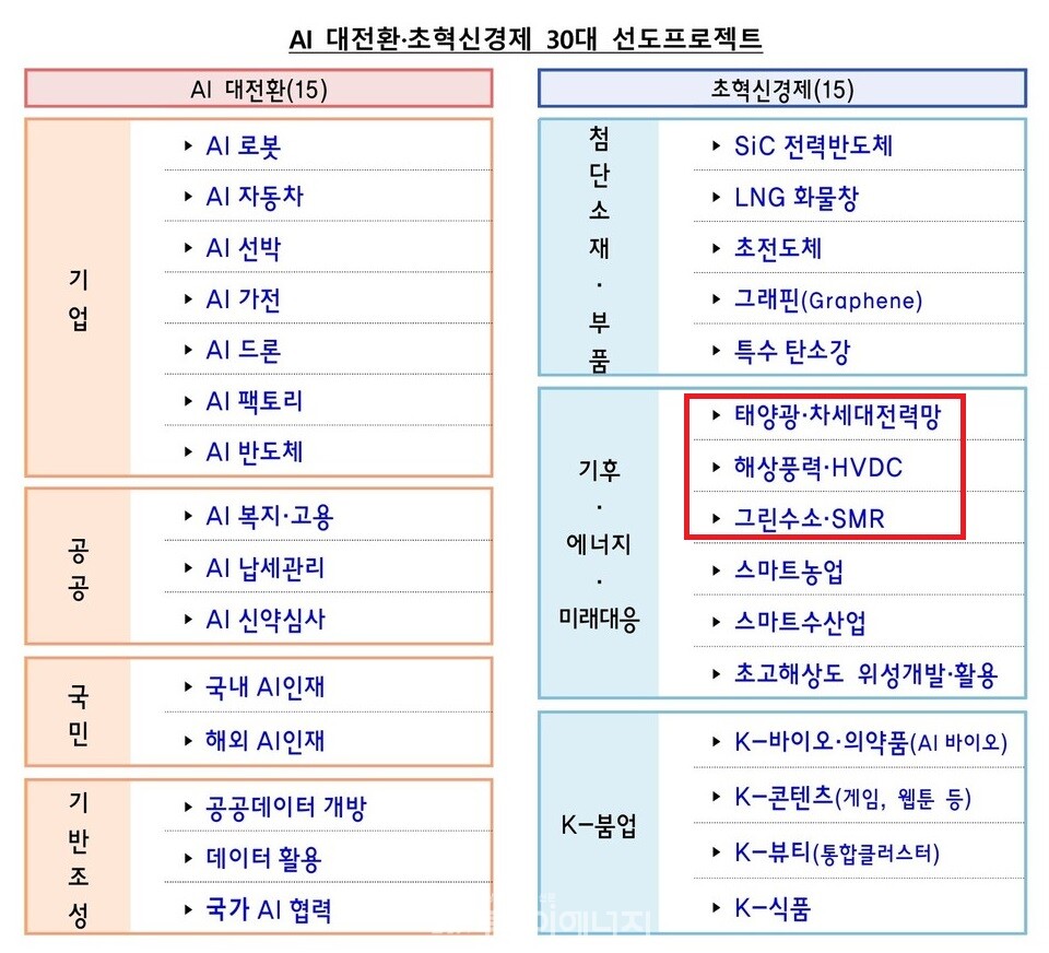 AI 대전환-초혁신경제 30대 선도프로제트 / 기획재정부 제공