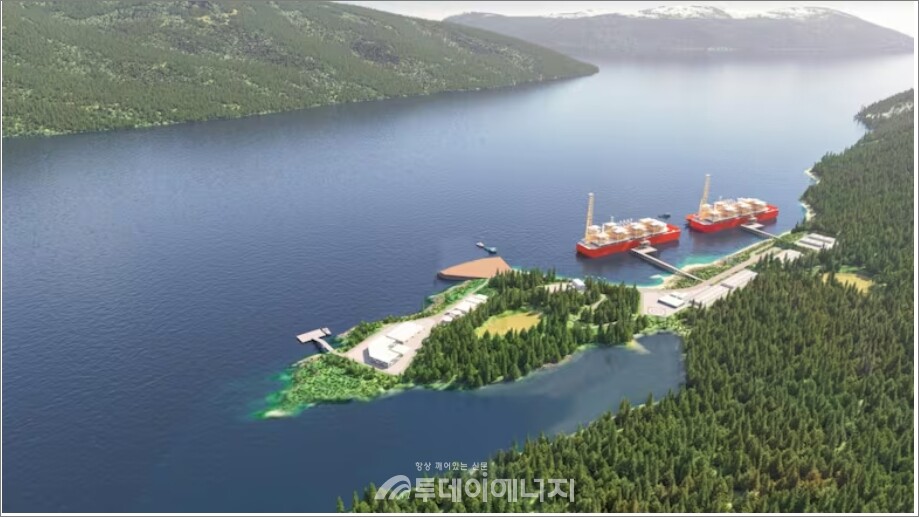 Ksi Lisims LNG 프로젝트의 렌더링 이미지
