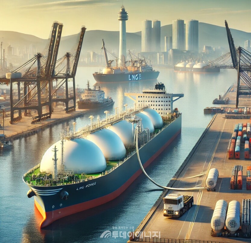 LNG 연료 선박 증가로 한국 조선업체 수혜 가 기대되고 있다。 /이미지 편집