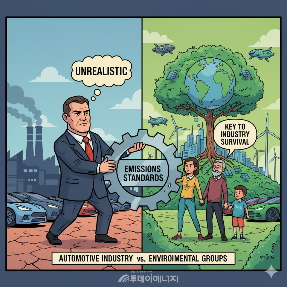 자동차업계 "비현실적" vs 시민단체 "산업 생존의 열쇠" 삽화