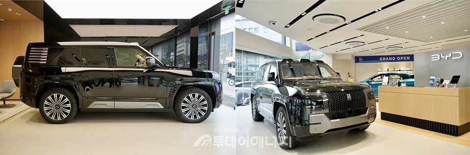 BYD 대표 프리미엄 모델 양왕(Yangwang) U8의 옆과  앞모습/삼천리 제공